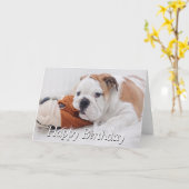 Een Engelse bulledog-puppy met een bulledog Kaart (Gele Bloem)