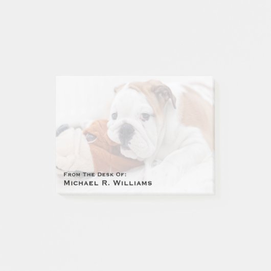 Een Engelse bulledog-puppy met een bulledog Post-it® Notes (Voorkant)