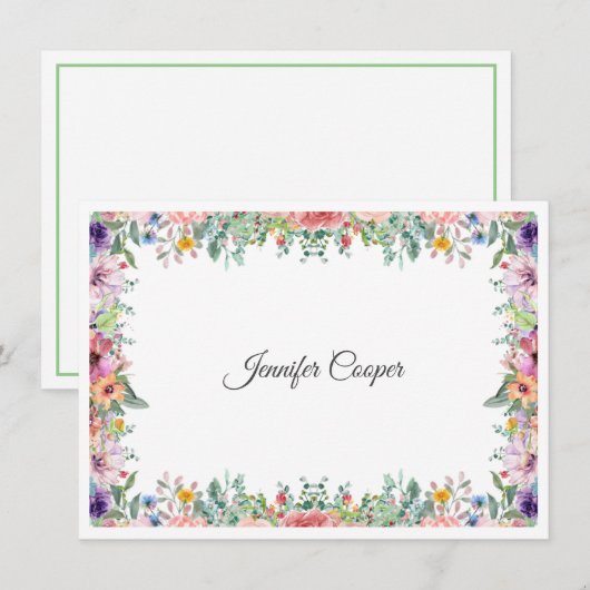Een Engelse Garden Bouquet Douanenaam Notitiekaartje (Voorkant / Achterkant)