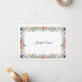 Een Engelse Garden Bouquet Douanenaam Notitiekaartje (Voorkant / Achterkant in situ)