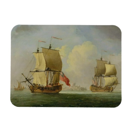 Een Engelse Sloop en een Frigate in a Light Breeze Magneet (Horizontaal)