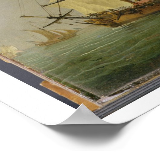 Een Engelse Sloop en een Frigate in a Light Breeze Poster (Hoek)