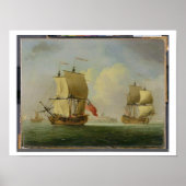 Een Engelse Sloop en een Frigate in a Light Breeze Poster (Voorkant)