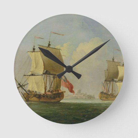 Een Engelse Sloop en een Frigate in a Light Breeze Ronde Klok (Voorkant)