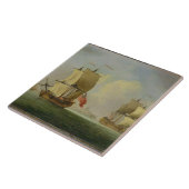 Een Engelse Sloop en een Frigate in a Light Breeze Tegeltje (Zijkant)
