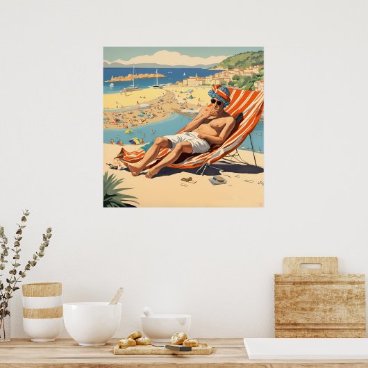 Een Engelse zonnebadprint Poster (Keuken)