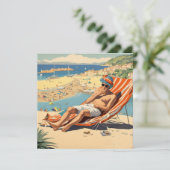 Een Engelsman zonnebaden Feestdagenkaart (Staand voorkant)