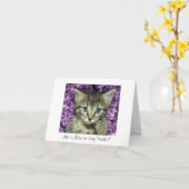 Een enkel Nota om "Hallo te zeggen!" Grijs Katje Kaart (Gele Bloem)