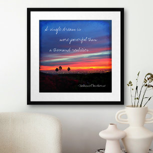 "Een enkele droom" Quote Oranje & Blue Sunrise Fot Poster