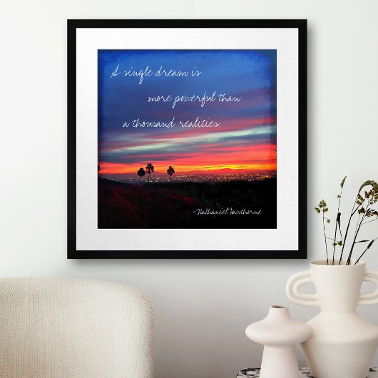 "Een enkele droom" Quote Oranje & Blue Sunrise Fot Poster
