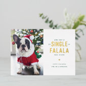 Een enkele Falala Grappige Hond Folie Kerstkaart Folie Feestdagenkaart (Staand Voorkant)
