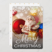 Eén enkele Full Bleed Merry-kerstfotokaart (Voorkant / Achterkant)