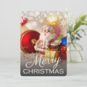 Eén enkele Full Bleed Merry-kerstfotokaart (Staand voorkant)
