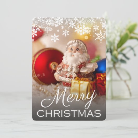 Eén enkele Full Bleed Merry-kerstfotokaart (Staand voorkant)