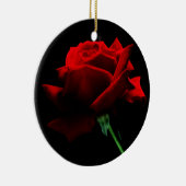 Een enkele rode rozenversiering keramisch ornament (Rechts)