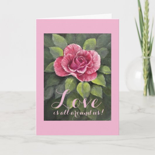 Een enkele Roos/Valentijnsdag Kaart (Voorkant)