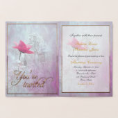 Een enkele roze roos / gouden folie kaarten (Binnen)