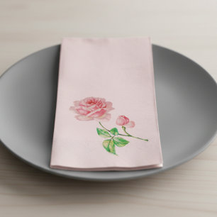 Eén enkele vintage roze roos servet