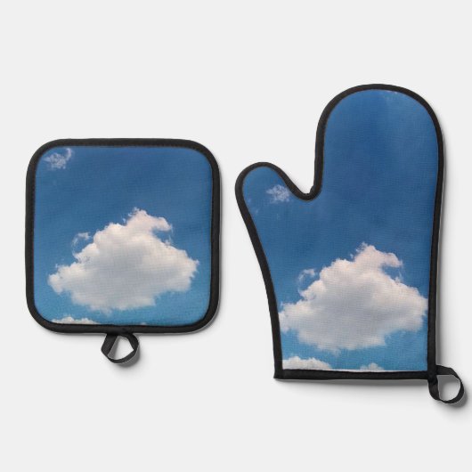 Een enkele wolk ovenwant & pannenlap set (Voorkant)