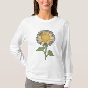 Een enkele zonnebloem met gelaagde bloemblaadjes, t-shirt