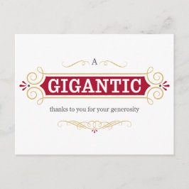 Een enorm bedankje aan jou voor je vrijgevigheid briefkaart