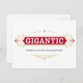 Een enorm bedankje voor uw vrijgevigheid briefkaart (Voorkant / Achterkant)