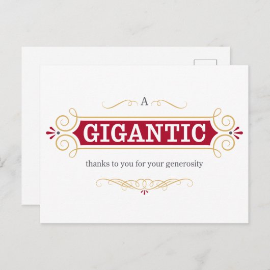 Een enorm bedankje voor uw vrijgevigheid briefkaart (Voorkant / Achterkant)