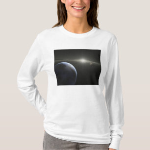 Een enorme asteroïdgordel in een baan rond een st t-shirt