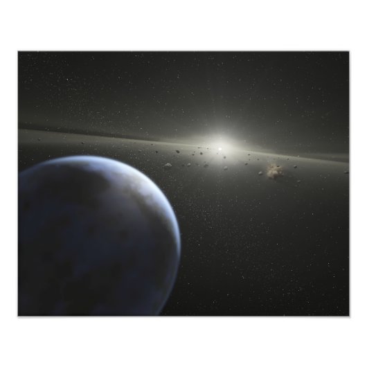Een enorme asteroïdgordel in een baan rond een ste foto afdruk (Voorkant)