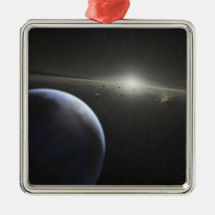 Een enorme asteroïdgordel in een baan rond een ste metalen ornament