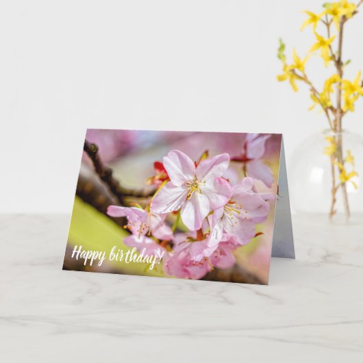 Een enorme berg roze Sakura-bloemen in het voorjaa Kaart (Gele Bloem)