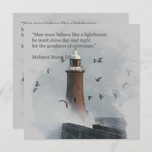 Een enorme golf die een vuurtoren raakt feestdagenkaart (Voorkant / Achterkant)