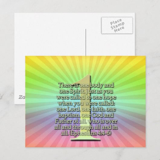 ÉÉN Ephesiaans 4:4-6 BIBLE SCHRIPTURE Briefkaart (Voorkant / Achterkant)
