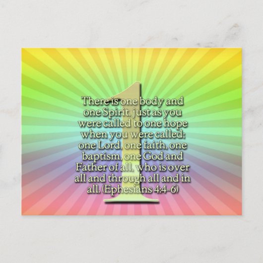 ÉÉN Ephesiaans 4:4-6 BIBLE SCHRIPTURE Briefkaart (Voorkant)