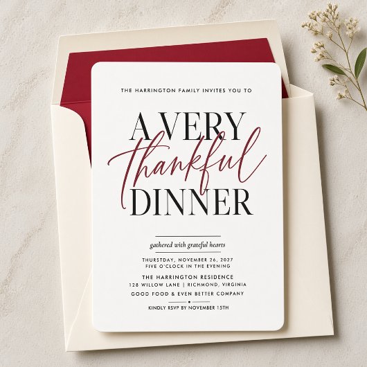 Een Erg Dankbaar Diner | Thanksgiving Uitnodiging