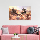 Een ernstig probleem door Charles M. Russell Canvas Afdruk (Insitu (Woonkamer))
