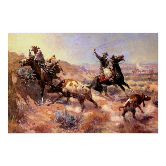 Een ernstig probleem door Charles M. Russell Perfect Poster (Voorkant)