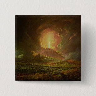 Een Eruptie van Vesuvius, gezien vanuit Portici Vierkante Button 5,1 Cm