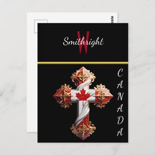 Een esdoornblad kruis van eenheid briefkaart (Voorkant / Achterkant)