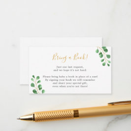 Een eucalyptusboek baby shower informatiekaartje