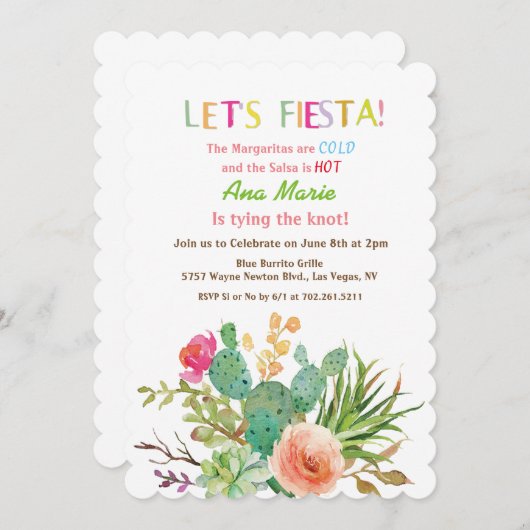 EEN EVENEMENT - Fiesta Floral Cactus Uitnodiging (Voorkant / Achterkant)