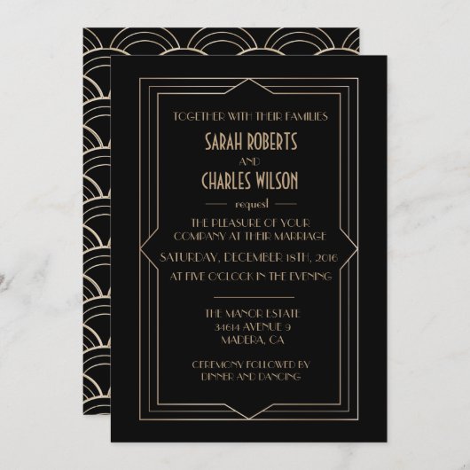 EEN EVENEMENT - Grote Gatsby Art Deco uitnodiging (Voorkant / Achterkant)