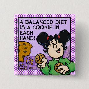 Een evenwichtige voeding vierkante button 5,1 cm