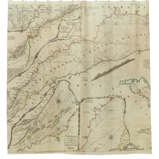 Een exacte kaart van de rivier de St Lawrence Douchegordijn (Voorkant)
