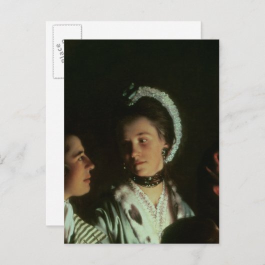 Een experiment op een vogel in de luchtpomp, 1768 briefkaart (Voorkant / Achterkant)