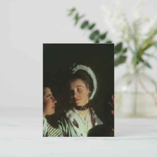 Een experiment op een vogel in de luchtpomp, 1768 briefkaart (Staand voorkant)