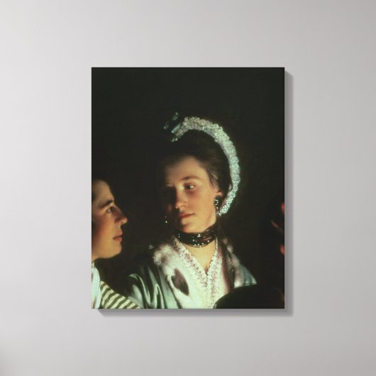 Een experiment op een vogel in de luchtpomp, 1768 canvas afdruk (Voorkant)