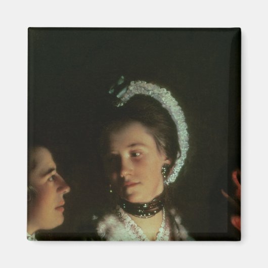 Een experiment op een vogel in de luchtpomp, 1768 magneet (Voorkant)