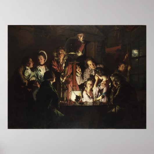 Een experiment op een vogel in een luchtpomp door  poster (Voorkant)