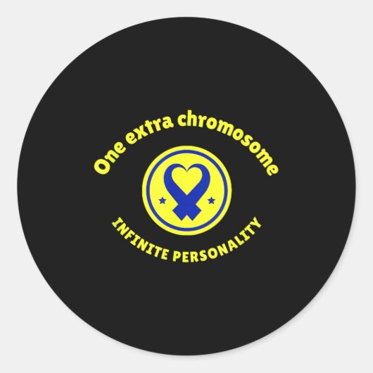 Eén extra chromosoom oneindige persoonlijkheid naa ronde sticker (Voorkant)